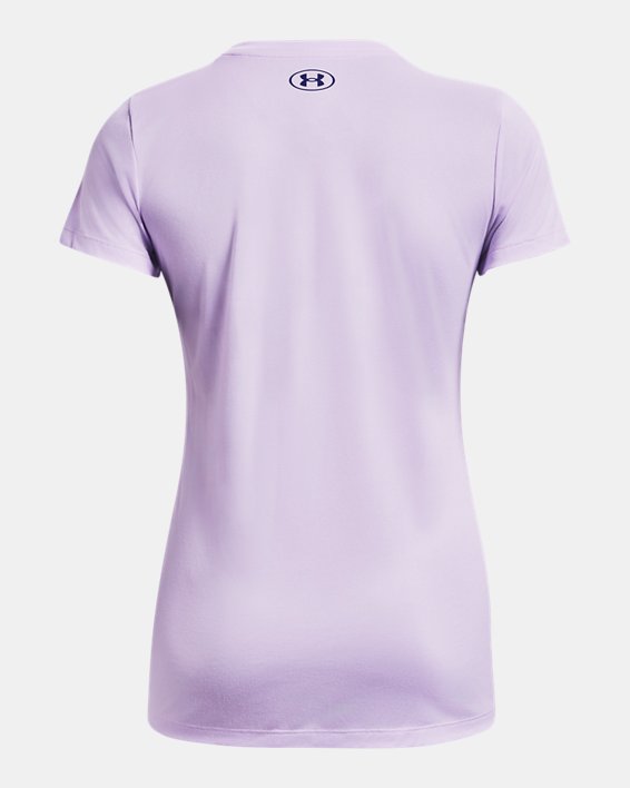 女士UA Tech™ Script短袖T恤 in Purple image number 5